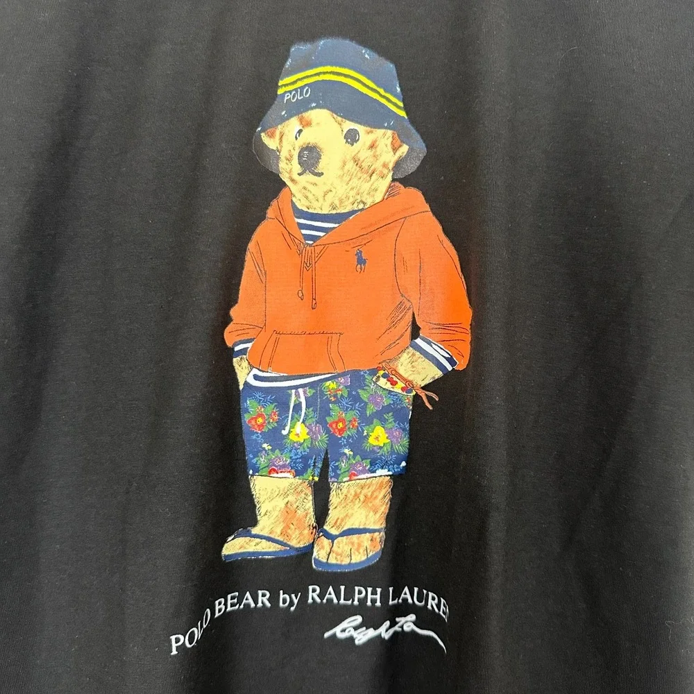 Polo Ralph Lauren T-Shirt Black Bear Graphic Cotton Short Sleeve Mens Small